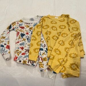 HANNA ANDERSON pajamas. Yellow Lion & fall leaves Long-Sleeve and pants. Size 8